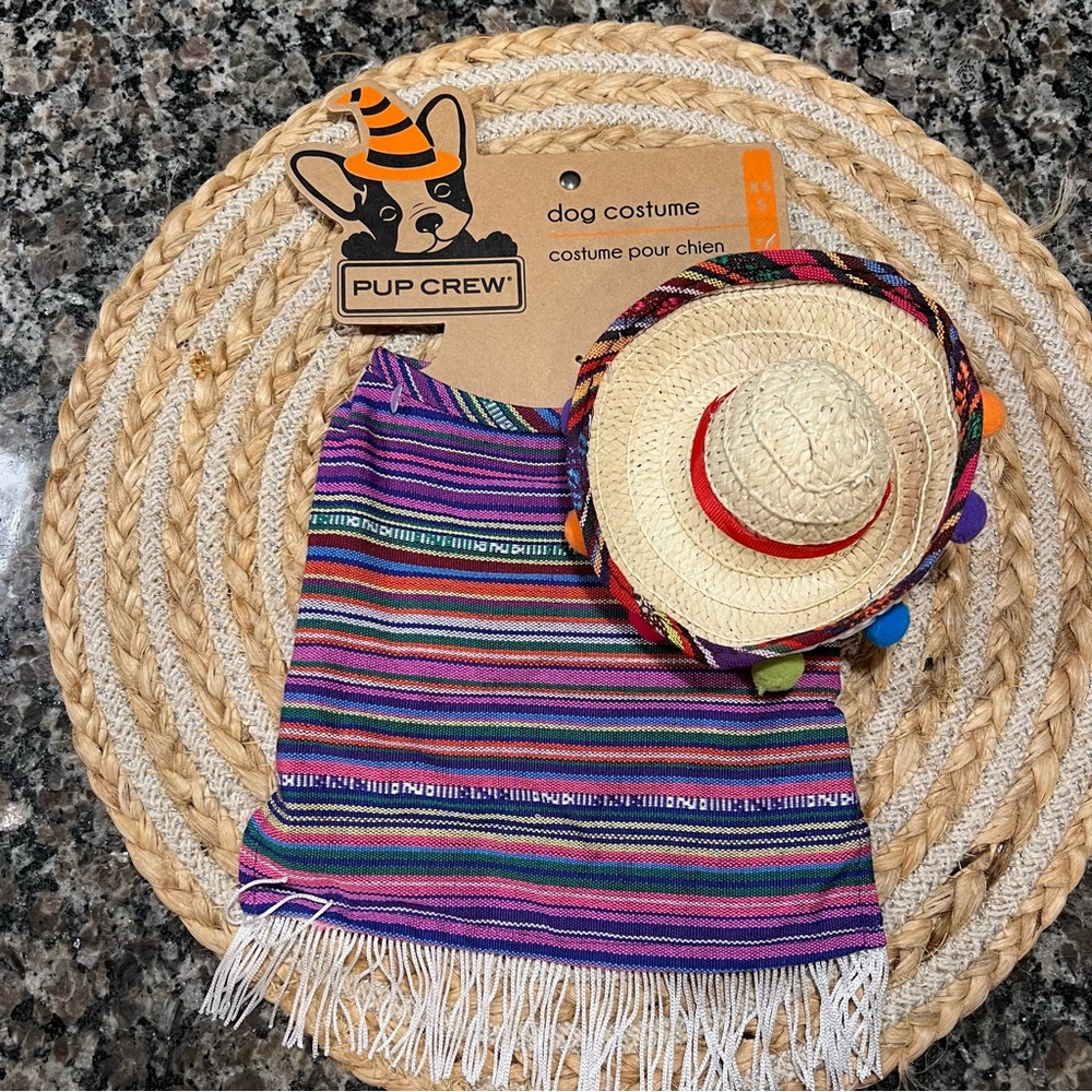 Pup crew halloween dog costume sombrero mexican hat cinco de mayo xs/Small